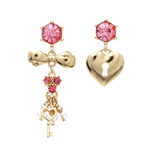 Load image into Gallery viewer, Gold Mismatched Lock Key Earrings
