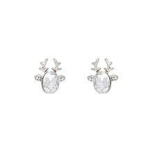 Load image into Gallery viewer, Silver Reindeer Crystal Studs
