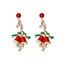 Load image into Gallery viewer, Candy Cane and Bell Earrings
