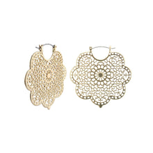 Load image into Gallery viewer, Gold Filigree Curved Hoops
