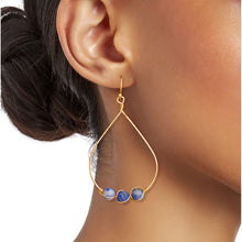 Load image into Gallery viewer, Blue Stone Wire Pear Earrings
