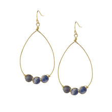 Load image into Gallery viewer, Blue Stone Wire Pear Earrings
