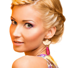 Load image into Gallery viewer, Fuchsia Teardrop Fish Hook Earrings
