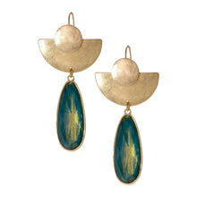 Load image into Gallery viewer, Green Teardrop Fish Hook Earrings

