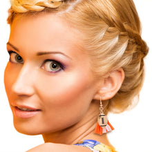 Load image into Gallery viewer, Orange Tassel Football Earrings
