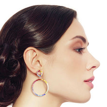 Load image into Gallery viewer, Rainbow Gold Double Circle Earrings
