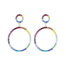 Load image into Gallery viewer, Rainbow Gold Double Circle Earrings
