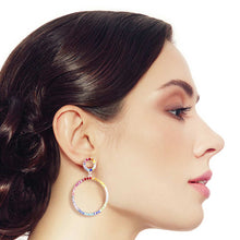 Load image into Gallery viewer, Rainbow Silver Double Circle Earrings

