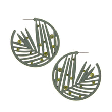Load image into Gallery viewer, Olive Rubber Coated Leaf Hoops
