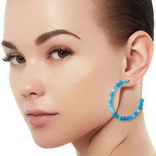 Load image into Gallery viewer, 45mm Aqua Stone Hoops
