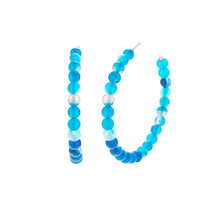 Load image into Gallery viewer, 45mm Aqua Stone Hoops
