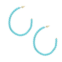 Load image into Gallery viewer, Turquoise Natural Stone Bead Hoops
