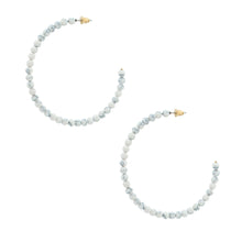 Load image into Gallery viewer, White Natural Stone Bead Hoops
