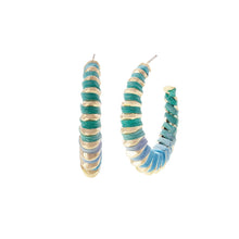 Load image into Gallery viewer, Mixed Blue Raffia Wrapped Hoops
