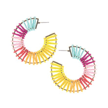 Load image into Gallery viewer, Rainbow Seed Bead Wide Hoops
