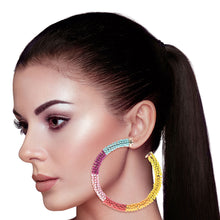 Load image into Gallery viewer, Rainbow Seed Bead Wrapped Hoops

