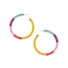 Load image into Gallery viewer, Rainbow Seed Bead Wrapped Hoops
