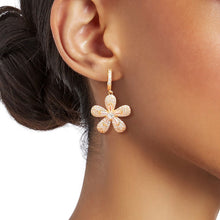 Load image into Gallery viewer, 14k Gold Plated CZ Flower Huggie Hoops
