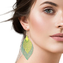 Load image into Gallery viewer, Green Filigree Double Leaf Earrings
