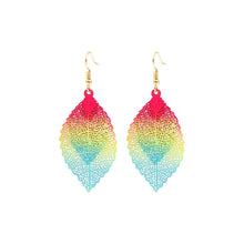 Load image into Gallery viewer, Rainbow Filigree Double Leaf Earrings
