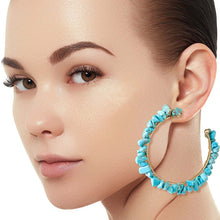 Load image into Gallery viewer, Turquoise Stone Wrapped Hoops

