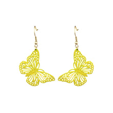 Load image into Gallery viewer, Yellow Metal Butterfly Fish Hook Earrings
