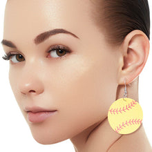 Load image into Gallery viewer, Yellow Softball Round Earrings
