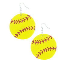 Load image into Gallery viewer, Yellow Softball Round Earrings

