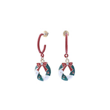 Load image into Gallery viewer, Xmas Wreath Charm Hoops
