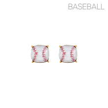 Load image into Gallery viewer, Gold Baseball Cushion Cut Studs
