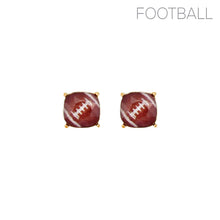 Load image into Gallery viewer, Gold Football Cushion Cut Studs
