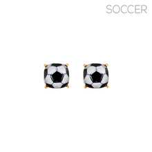Load image into Gallery viewer, Gold Soccer Cushion Cut Studs

