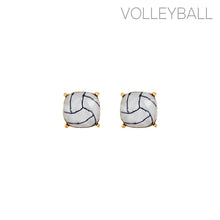 Load image into Gallery viewer, Gold Vollyball Cushion Cut Studs
