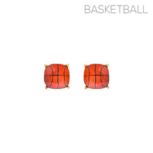 Load image into Gallery viewer, Gold Basketball Cushion Cut Studs
