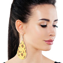 Load image into Gallery viewer, Sunflower Printed Teardrop Earrings
