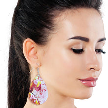Load image into Gallery viewer, Fuchsia Floral Printed Teardrop Earrings
