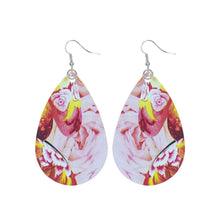 Load image into Gallery viewer, Fuchsia Floral Printed Teardrop Earrings
