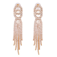 Load image into Gallery viewer, Gold Double Circle Fringe Earrings
