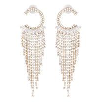 Load image into Gallery viewer, Gold C Cubic Zirconia Fringe Earrings
