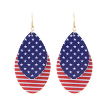 Load image into Gallery viewer, American Flag Teardrop Layer Earrings
