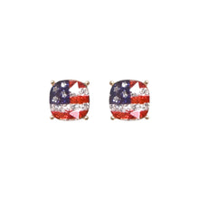 Load image into Gallery viewer, Gold Glitter American Flag Studs
