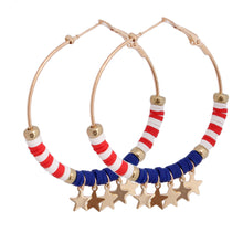 Load image into Gallery viewer, American Flag Star Dangle Hoops
