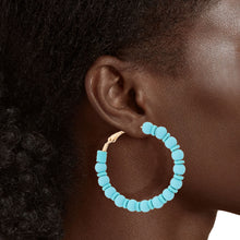 Load image into Gallery viewer, Aqua Rubber Bead Hoops
