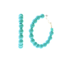 Load image into Gallery viewer, Aqua Rubber Bead Hoops
