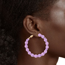 Load image into Gallery viewer, Lavender Rubber Bead Hoops
