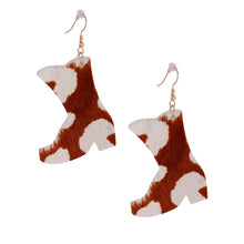 Load image into Gallery viewer, Animal Leather Cowboy Boot Earrings
