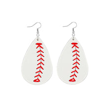 Load image into Gallery viewer, White Baseball Teardrop Earrings
