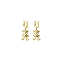 Load image into Gallery viewer, Gold Huggie Teddy Bear Hoops
