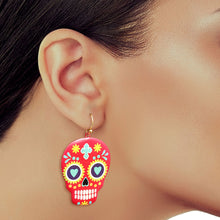 Load image into Gallery viewer, Fuchsia Sugar Skull Earrings
