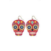 Load image into Gallery viewer, Fuchsia Sugar Skull Earrings
